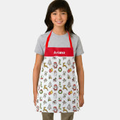 Schattigee kerst Schort, rode kerst Doodles Schort (Insitu)