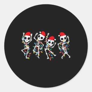 Schattigee Kerst Skelet Dansen Xmas T-shirt Light Ronde Sticker