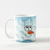 Schattigee kerst smelten sneeuwpop gezicht blauw n koffiemok (Links)