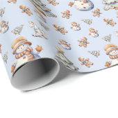 Schattigee kerst sneeuwman boom peperkoek patroon cadeaupapier (Rol Hoek)