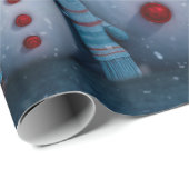 Schattigee kerst sneeuwman familie cadeaupapier (Rol Hoek)
