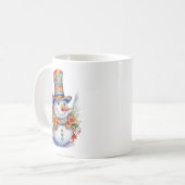 Schattigee kerst sneeuwman in Mandala Pet Waterver Koffiemok (Voorkant links)