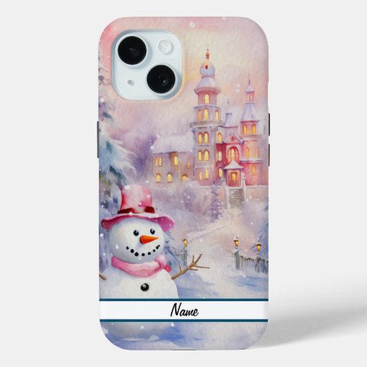 Schattigee kerst sneeuwman stoer Case-Mate iPhone case (Achterkant)