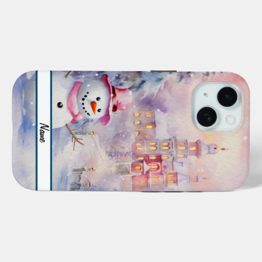 Schattigee kerst sneeuwman stoer Case-Mate iPhone case (Achterkant (horizontaal))