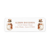 Schattigee kerst sneeuwman terug adreslabels etiket (Voorkant)