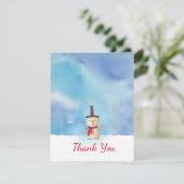 Schattigee kerst sneeuwman zwaaien dank u kaart (Staand voorkant)