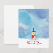 Schattigee kerst sneeuwman zwaaien dank u kaart (Voorkant / Achterkant)