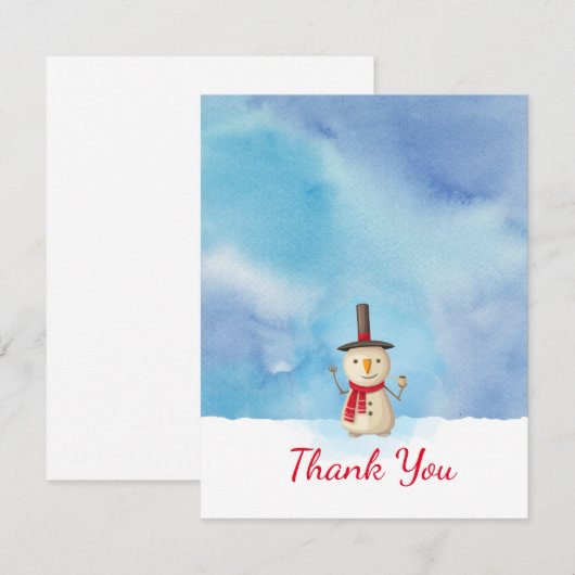 Schattigee kerst sneeuwman zwaaien dank u kaart (Voorkant / Achterkant)