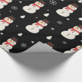 Schattigee Kerst Sneeuwman Zwart Cadeaupapier (Hoek)