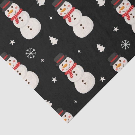 Schattigee Kerst Sneeuwman Zwart Tissuepapier (Detail)