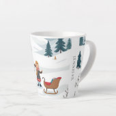 Schattigee kerst sneeuwpatroon monogrammed latte mok (Rechterhoek)