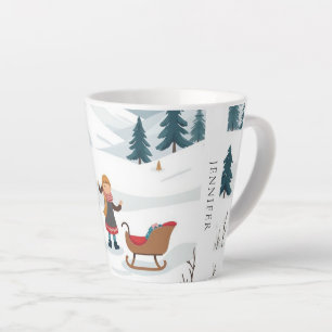 Schattigee kerst sneeuwpatroon monogrammed latte mok