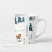 Schattigee kerst sneeuwpatroon monogrammed latte mok (Rechts)