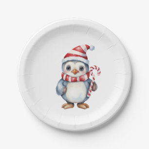 Schattigee kerst sneeuwpinguïn papieren bordje