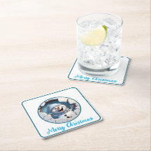 Schattigee kerst sneeuwpop door muur geïllustreerd