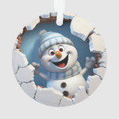 Schattigee kerst sneeuwpop door muur geïllustreerd ornament (achterkant)