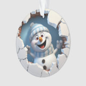 Schattigee kerst sneeuwpop door muur geïllustreerd ornament (voorkant)