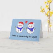 Schattigee kerst sneeuwpop kaart (Gele Bloem)