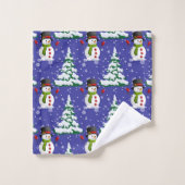Schattigee Kerst sneeuwpop patroon Badhanddoek set Bad Handdoek (Wasdoekje)