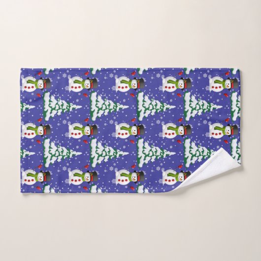 Schattigee Kerst sneeuwpop patroon Badhanddoek set Bad Handdoek (Handdoek)