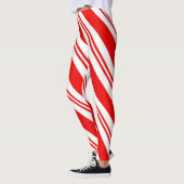 Schattigee kerst snoep riet rood gestript patroon leggings (Links)