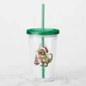 Schattigee kerst snoepriet dinosaurus acryl drinkbeker (Voorkant)