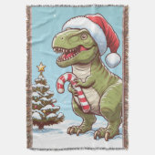 Schattigee kerst snoepriet dinosaurus deken (Voorkant Verticaal)