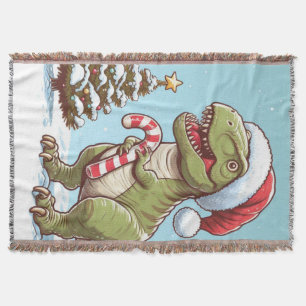 Schattigee kerst snoepriet dinosaurus deken