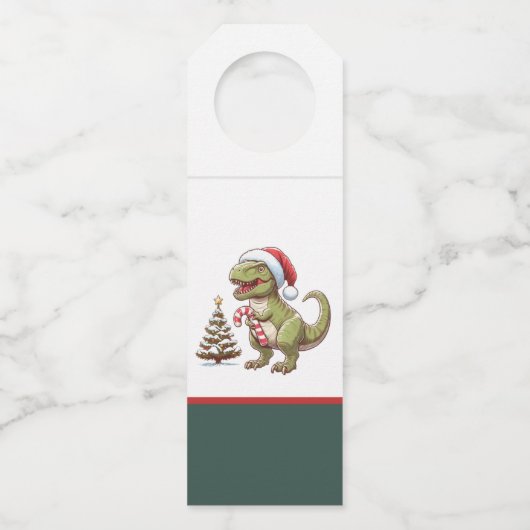 Schattigee kerst snoepriet dinosaurus flessenhanger (Voorkant)