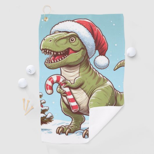 Schattigee kerst snoepriet dinosaurus golfhanddoek (Insitu)