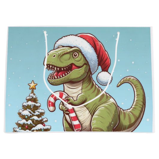 Schattigee kerst snoepriet dinosaurus groot cadeauzakje (Voorkant)