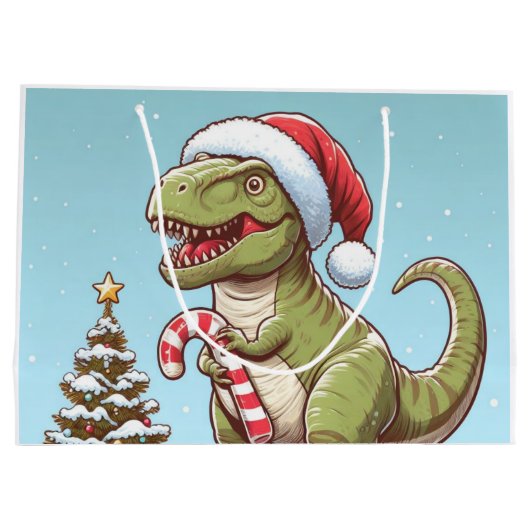 Schattigee kerst snoepriet dinosaurus groot cadeauzakje (Achterkant)
