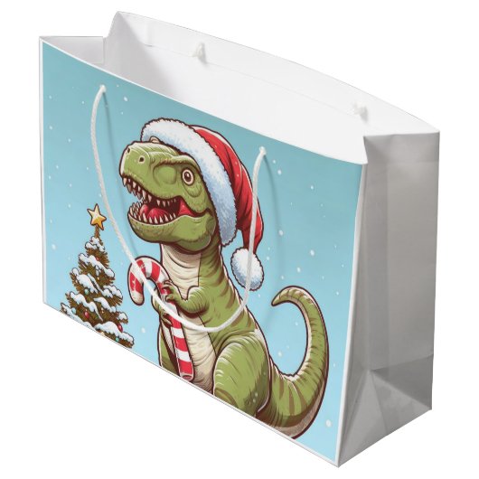 Schattigee kerst snoepriet dinosaurus groot cadeauzakje (Achterkant Gekanteld)