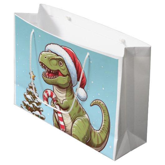 Schattigee kerst snoepriet dinosaurus groot cadeauzakje (Voorkant Gekanteld)