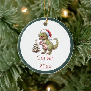 Schattigee kerst snoepriet dinosaurus keramisch ornament