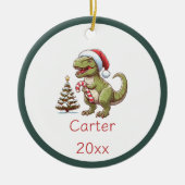 Schattigee kerst snoepriet dinosaurus keramisch ornament (Voorkant)