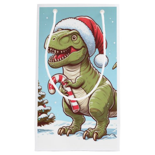 Schattigee kerst snoepriet dinosaurus klein cadeauzakje (Voorkant)