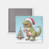 Schattigee kerst snoepriet dinosaurus magneet (Voorkant / Achterkant)