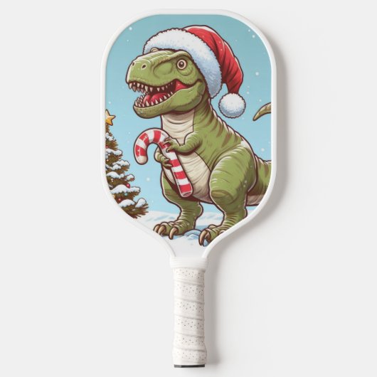 Schattigee kerst snoepriet dinosaurus pickleball paddle (Voorkant)