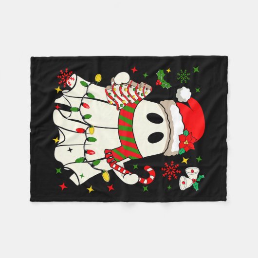 Schattigee kerst spook houden Tree Cake Candy Cane Fleece Deken (Voorkant (Horizontaal))
