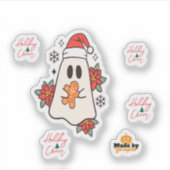 Schattigee kerst spook Mok | Vakantie Gingerbread  Sticker (Voorkant)