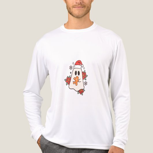 Schattigee kerst spook Mok | Vakantie Gingerbread  Tri-Blend Shirt (Voorkant volledig)
