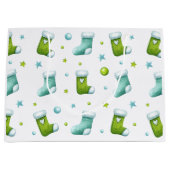 Schattigee Kerst Stocking Pattern Gift Bag Groot Cadeauzakje (Voorkant)