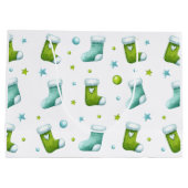 Schattigee Kerst Stocking Pattern Gift Bag Groot Cadeauzakje (Achterkant)