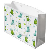 Schattigee Kerst Stocking Pattern Gift Bag Groot Cadeauzakje (Achterkant Gekanteld)