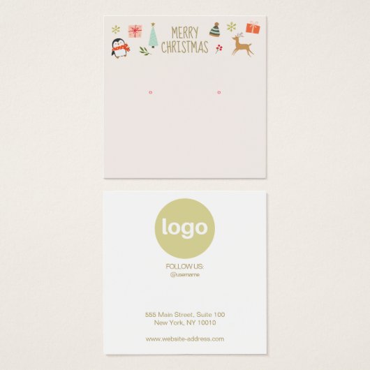 Schattigee kerst Stud Oorbel Logo Display Kaart (Voorkant /achterkant)