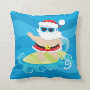 Schattigee kerst Surfen Santa Beach House kussen