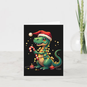 Schattigee kerst T-rex Shirt dinosaurus lichten en Kaart