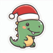 Schattigee kerst T-Rex Sticker (Voorkant)