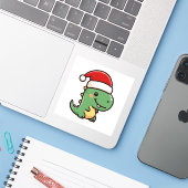 Schattigee kerst T-Rex Sticker (Laptop met iPhone)